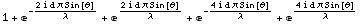 1 + e^(-(2 i d π Sin[θ])/λ) + e^(2 i d π Sin[θ])/λ + e^(-(4 i d π Sin[θ])/λ) + e^(4 i d π Sin[θ])/λ