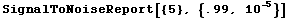 SignalToNoiseReport[{5}, {.99, 10^(-5)}]