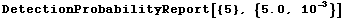DetectionProbabilityReport[{5}, {5.0, 10^(-3)}]