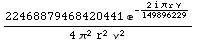 (22468879468420441 e^(-(2 i π r ν)/149896229))/(4 π^2 r^2 ν^2)